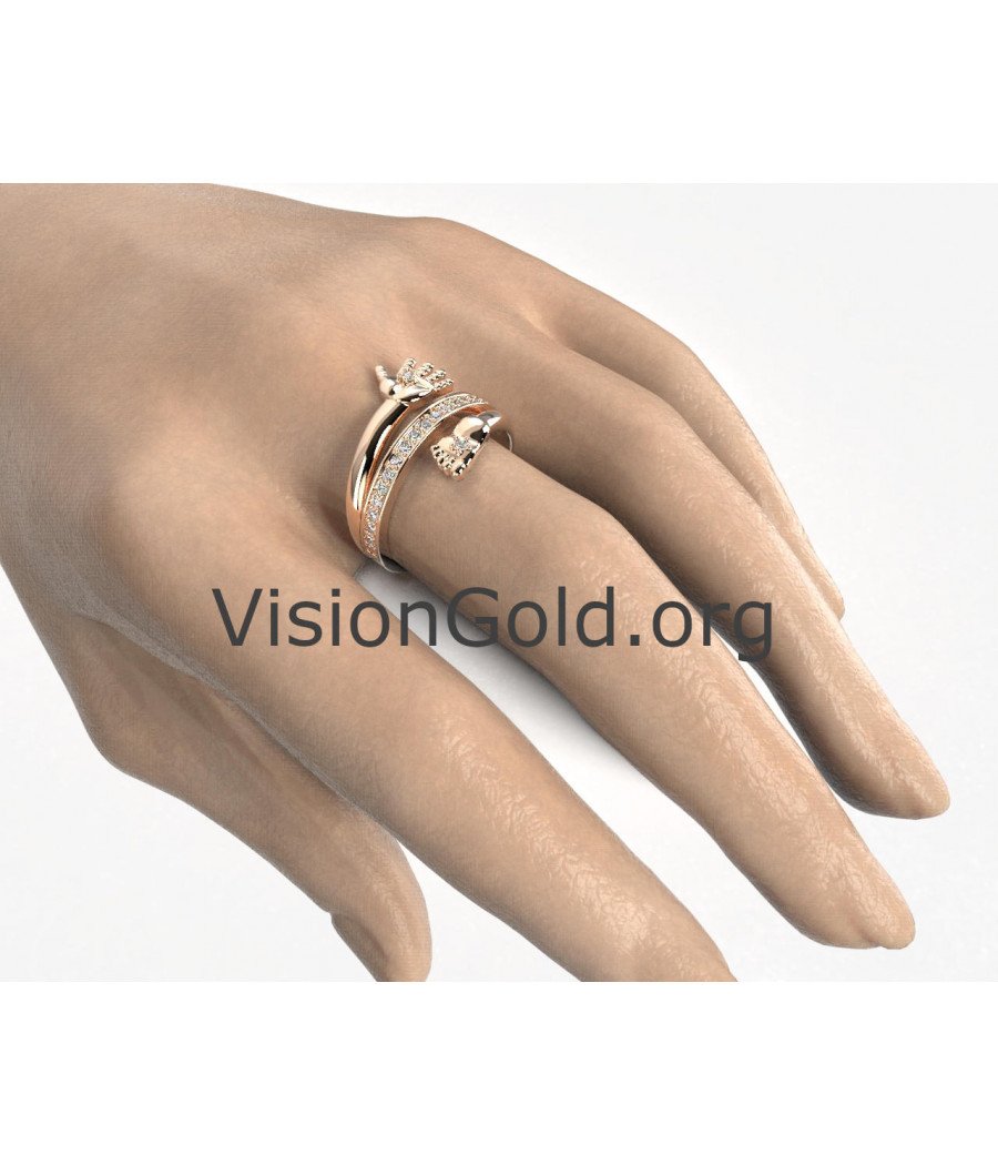 Silver Baby Hand and Foot Ring, Silver Women Dainty Ring