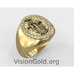 Chevalier St Mary, Catholic Ring, Chevalier Ring, Charm Ring,Ring Seal Madonna Virgin 1281