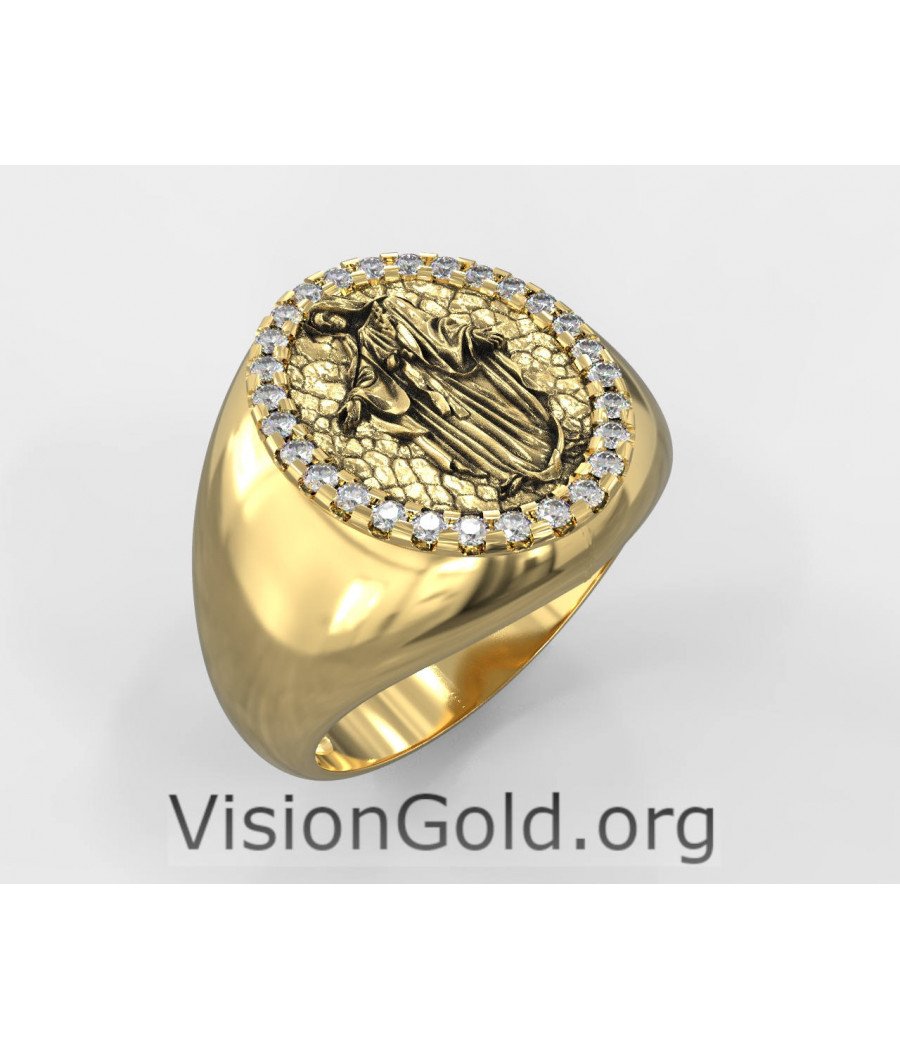 Σεβαλιέ Χρυσό Δαχτυλίδι Με Την Παναγία-Δαχτυλίδια Chevalier 1281