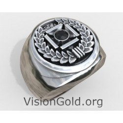 Серебряное кольцо Special Impressive Chevalier с крестом и черным камнем 0700