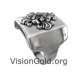 Σεβαλιέ Ασημένιο Δαχτυλίδι Με Σταυρό Και Μαύρη Πέτρα 0702