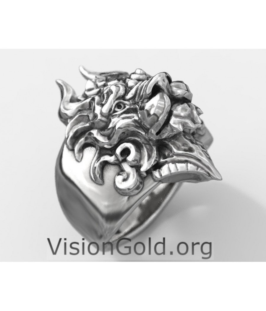 Anillo de plata con león para hombre - Visiongold.Org® Anillos para hombre 0703