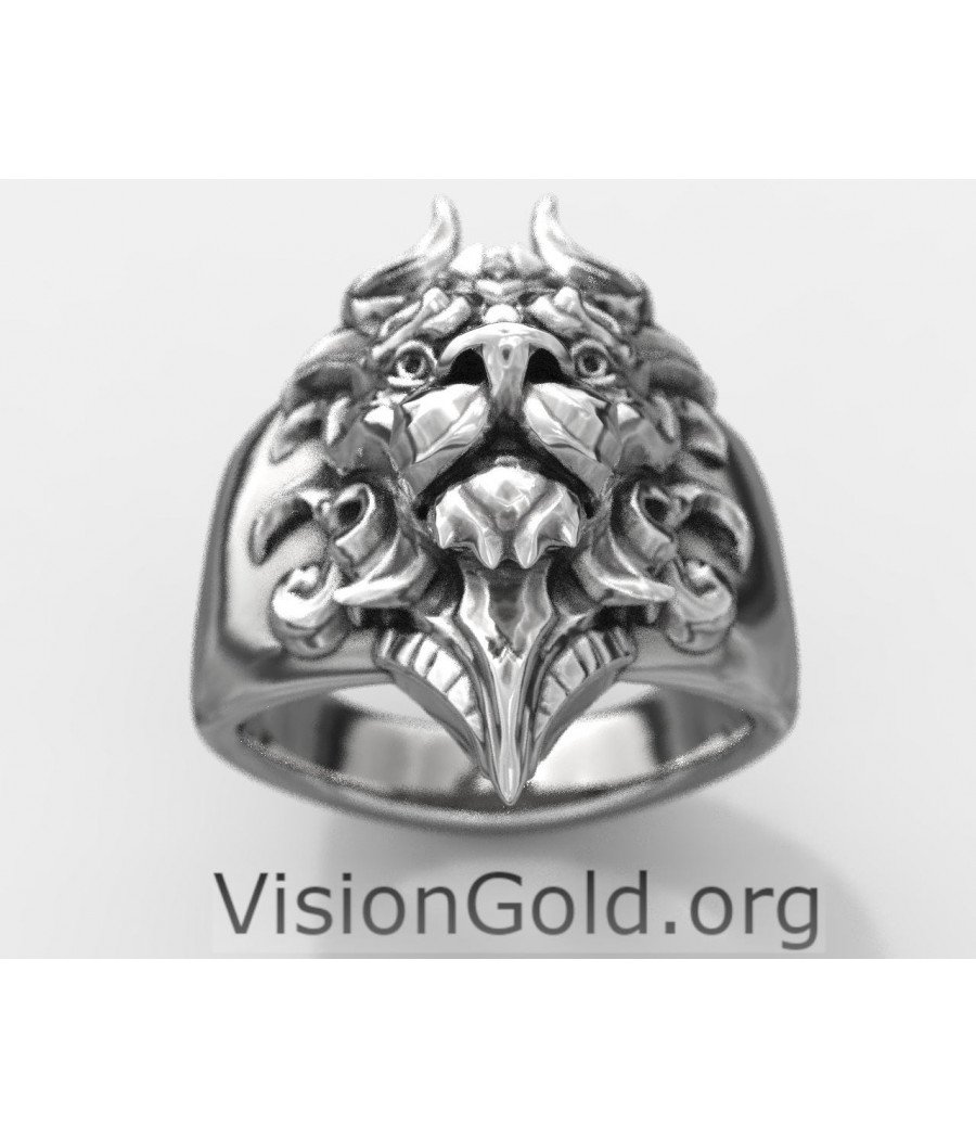 Anillo de plata con león para hombre - Visiongold.Org® Anillos para hombre 0703