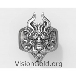 Anillo de plata con león para hombre - Visiongold.Org® Anillos para hombre 0703