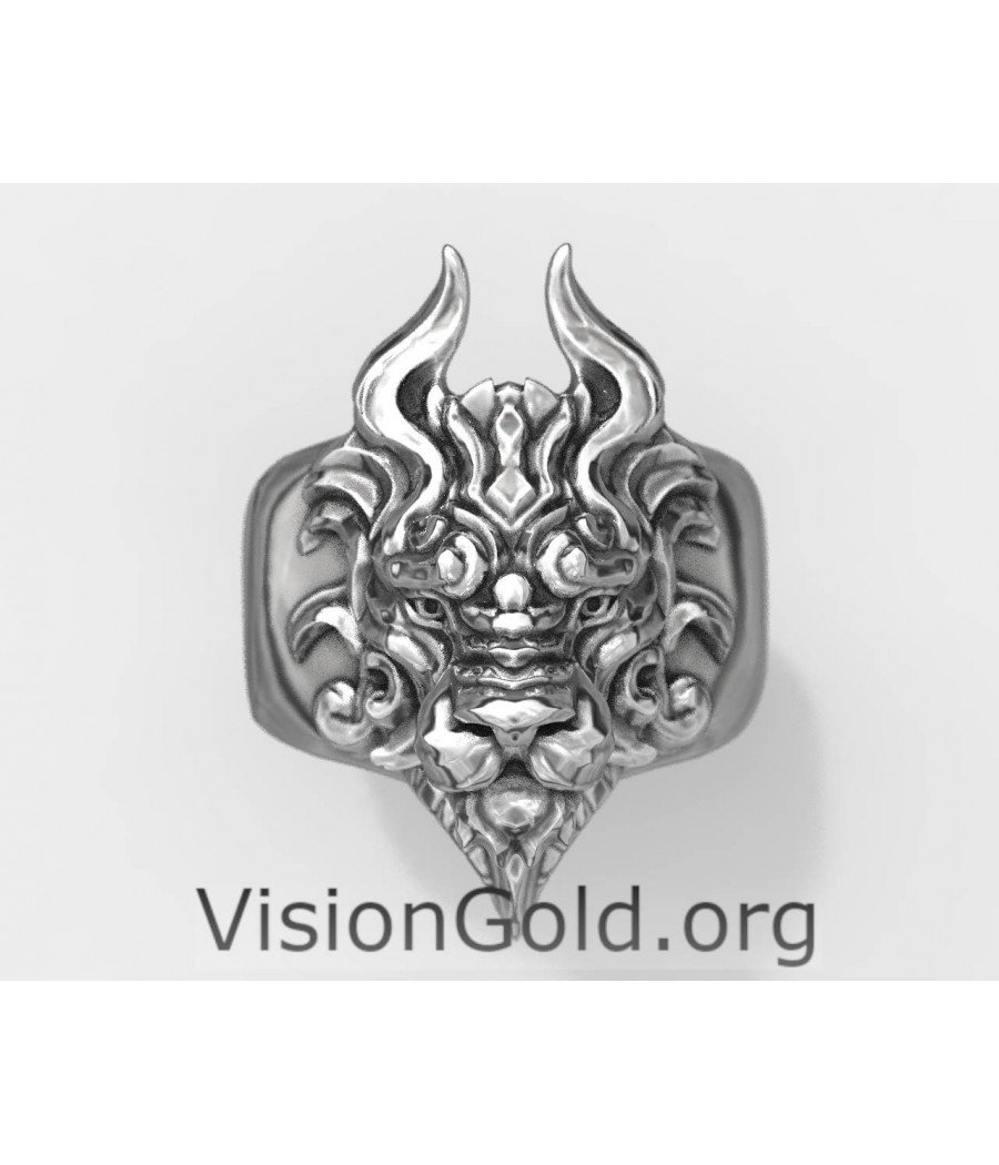 Anillo de plata con león para hombre - Visiongold.Org® Anillos para hombre 0703