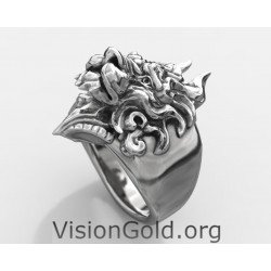 Anillo de plata con león para hombre - Visiongold.Org® Anillos para hombre 0703