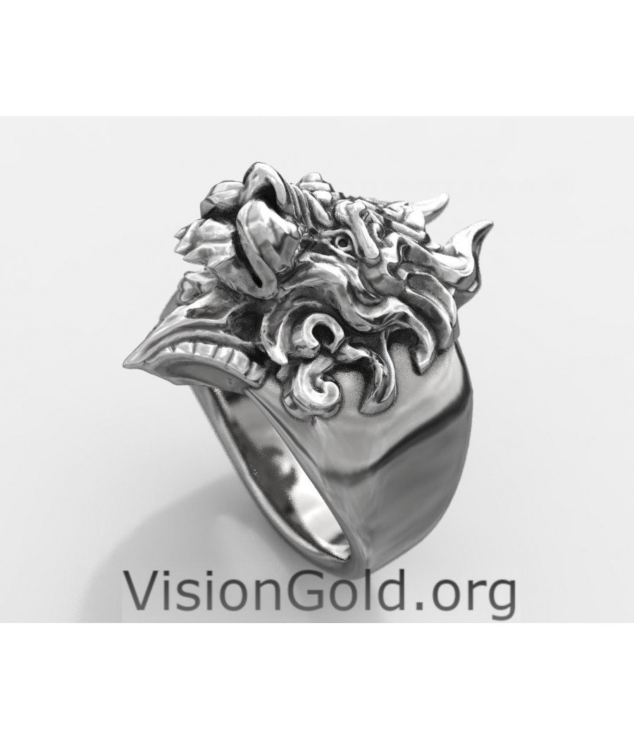 Anillo de plata con león para hombre - Visiongold.Org® Anillos para hombre 0703