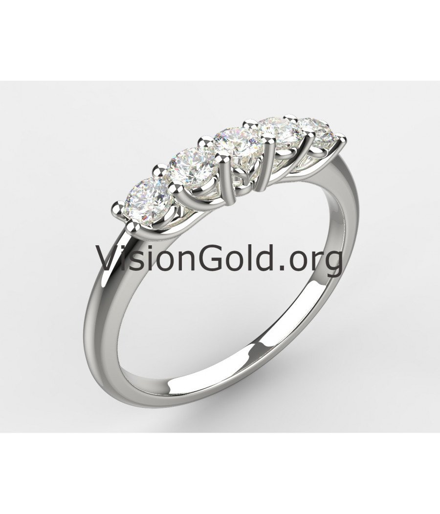 14K White Gold Eternity Ring for Women - Wedding Band -
