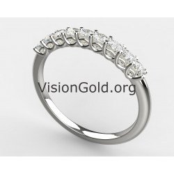Shop Eternity Rings 14K-Half Eternity Ring 14K- Half Eternity Wedding Ring-14K Gold 9 Stone Half Eternity Wedding Ring  0103