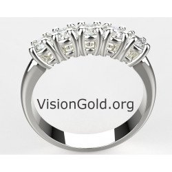 Σειρέ Πεντάπετρο Κλασικό Μισόβερο Δαχτυλίδι Με Ζιργκόν Σε