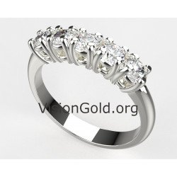 Σειρέ Πεντάπετρο Κλασικό Μισόβερο Δαχτυλίδι Με Ζιργκόν Σε