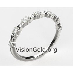 Бюджетное кольцо из белого золота 14 карат с цирконом - Бюджетные кольца 0110