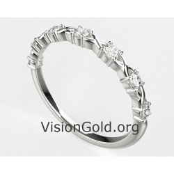 Gorgeous White Gold Stack-able Half Eternity CZ Wedding Band