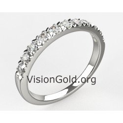 Serie económica de anillo medio de oro blanco de 14 k Anillo-anillo Serie de anillo medio 0111